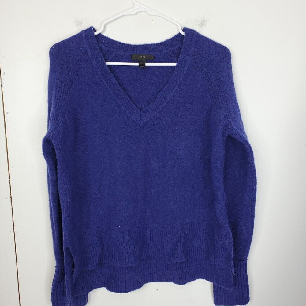 J Crew Sweater V Neck Split Hem Cozy Merino Wool Alpaca Preppy Capsule WOmens XS
